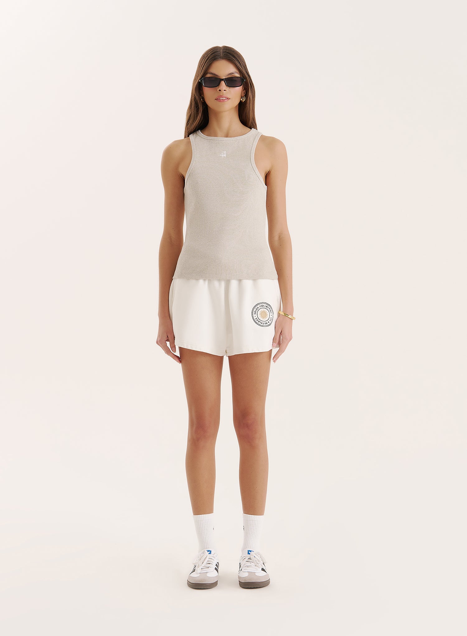 Grey 4th Branded Racer Vest Top